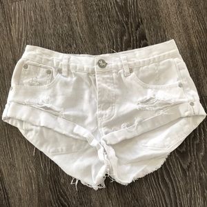 One Teaspoon White Denim Shorts